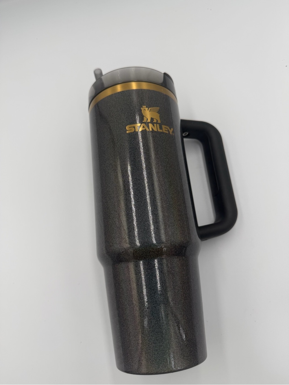 Stanley Black and Gold Travel Mug with Handle - Picture 3 of 3